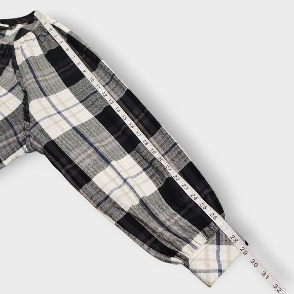 Caffe Marrakesh 3X Plaid Popover Tunic Top Crinkle Texture Pocket Stretch - Picture 9 of 11